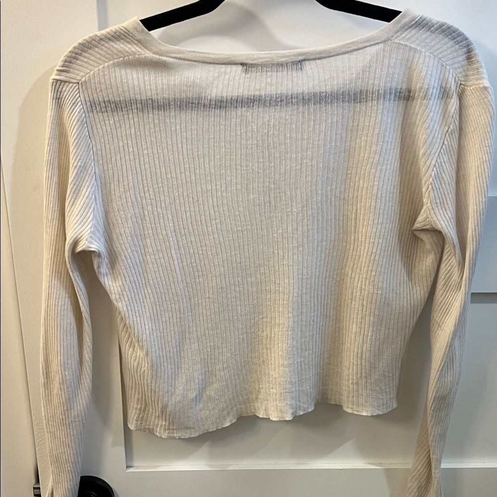 Vintage Brandy Melville Cream Ribbed Long Sleeve Top - Picture 4 of 5